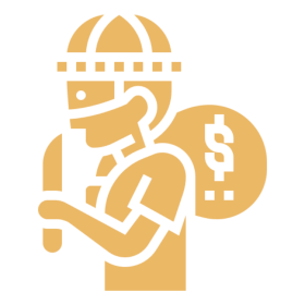 Burglar with dollar sack symbol