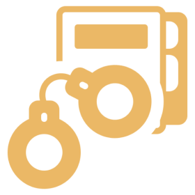 Handcuffs and books icon