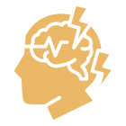 Head with brain and zigzag lines